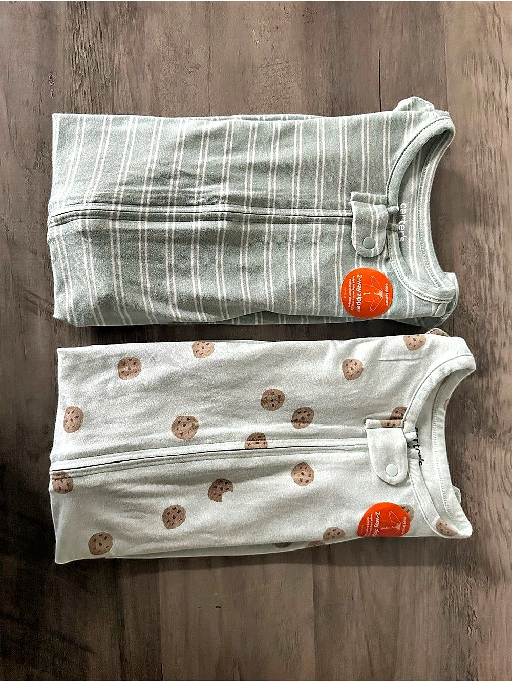 Carter's Footed Sleeper Footed Sleepers Green & White Baby 6M NWT